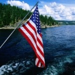 American Flag On The Lake At Hideaway Lodge